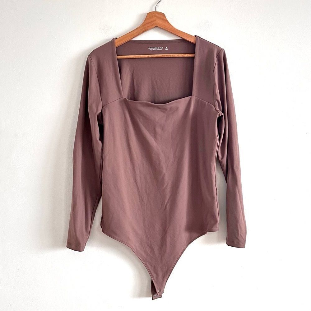 Abercrombie & Fitch square neck dark tan soft stretch bodysuit XL